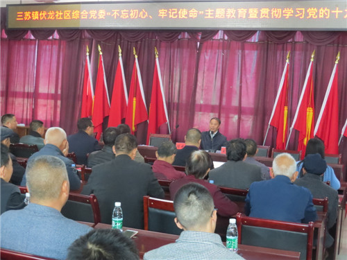 三苏镇伏龙社区举行“不忘初心、牢记使命”主题教育暨贯彻学习党的十九届四中全会精神宣讲大会