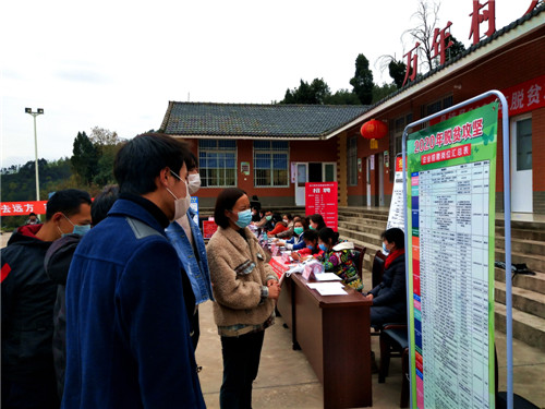 年初，丹棱组织相关部门在万年村村委会举行的“流动招聘会”现场。.jpg
