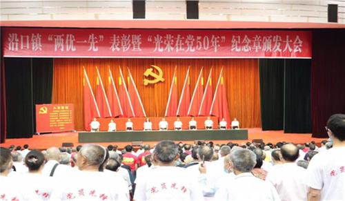 沿口镇举行“两优一先”表彰暨“光荣在党50年”纪念章颁发大会