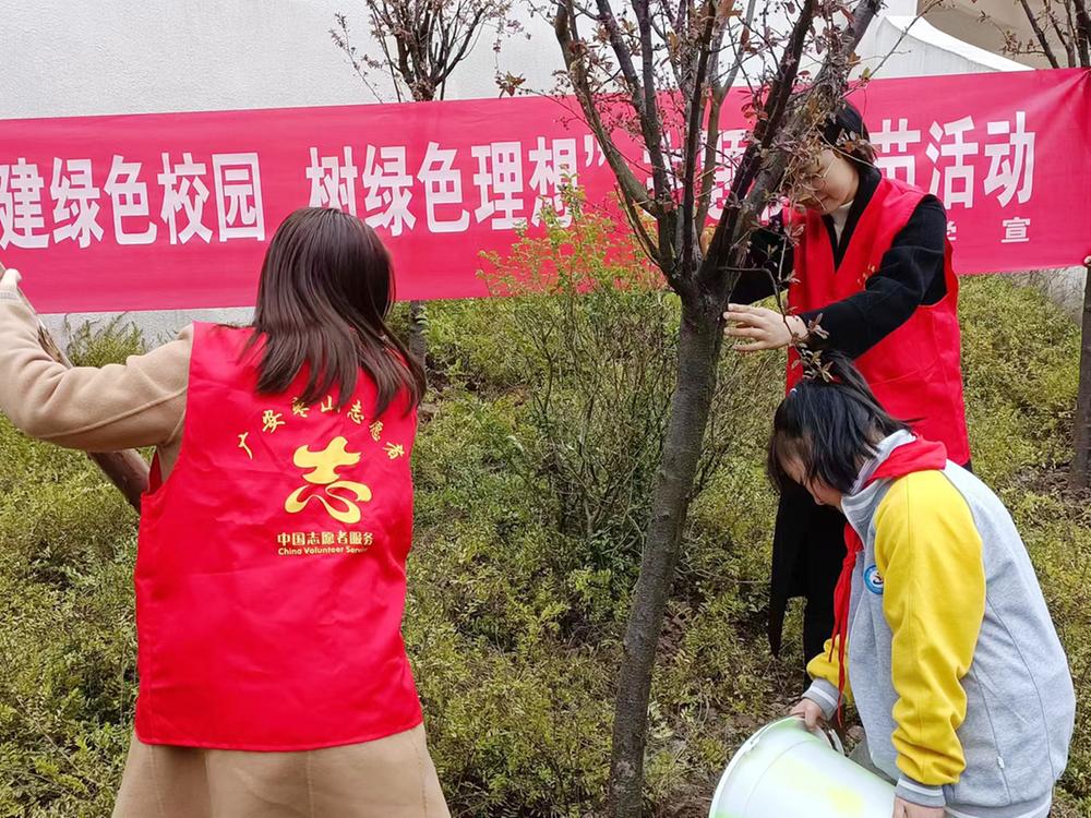 枣山小学校开展植树节活动