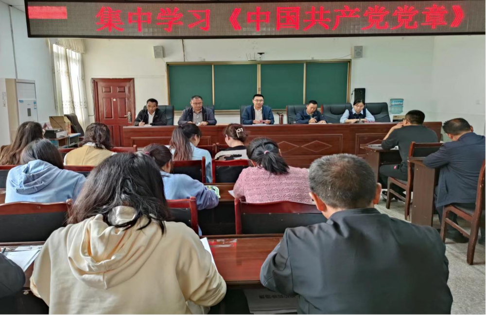 南江县红光镇小学党员教师集中学习《中国共产党章程》